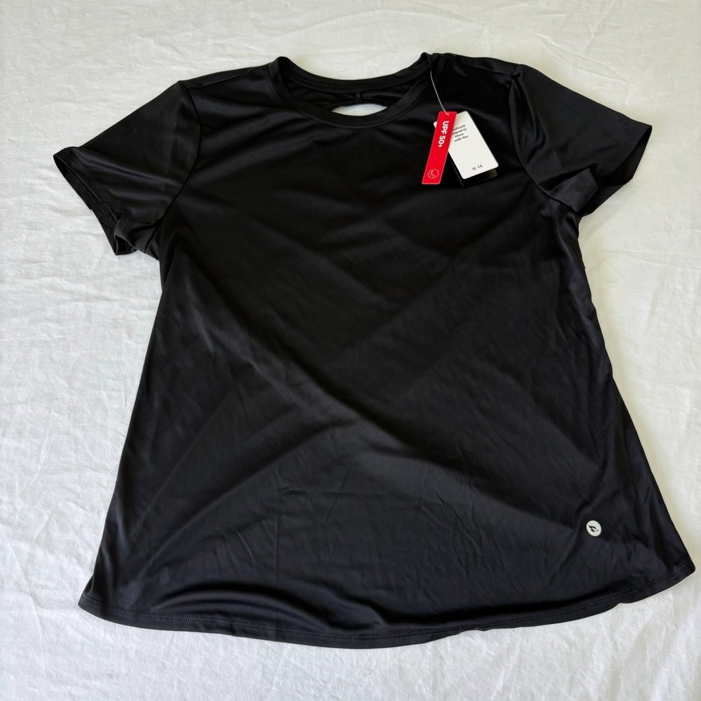 NWT Baleaf Womens Black UPF 50+ Open Back Performance Workout T-Shirt Size M